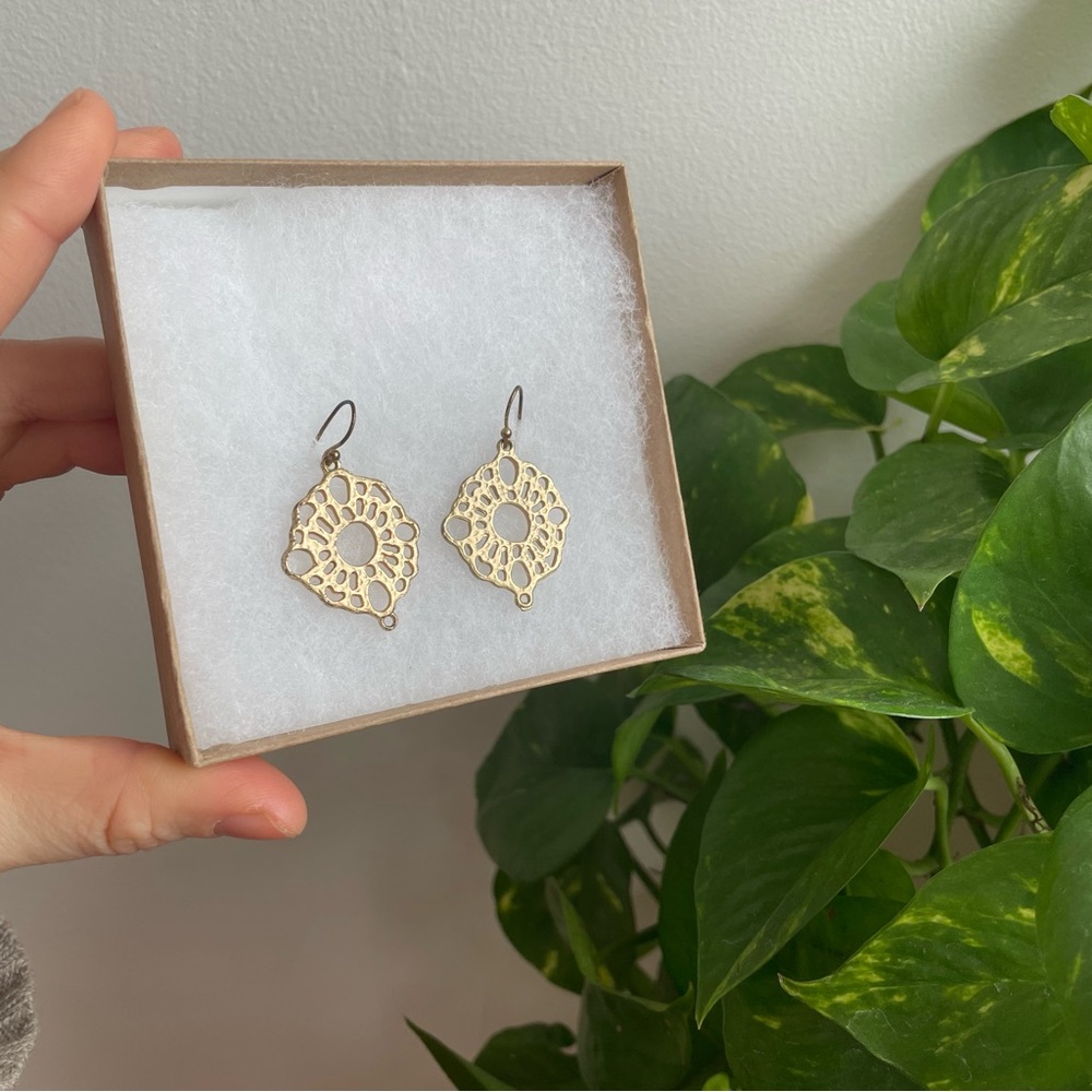 Gold Plated Filigree Drop Earrings